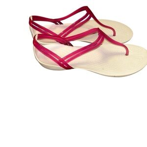 Crocs Isabella pink t-strap jelly rubber comfort sandal i women's size 8